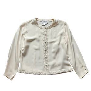 Talbots Petites Silk Beaded Jacket Cardigan – Size 10P Ivory